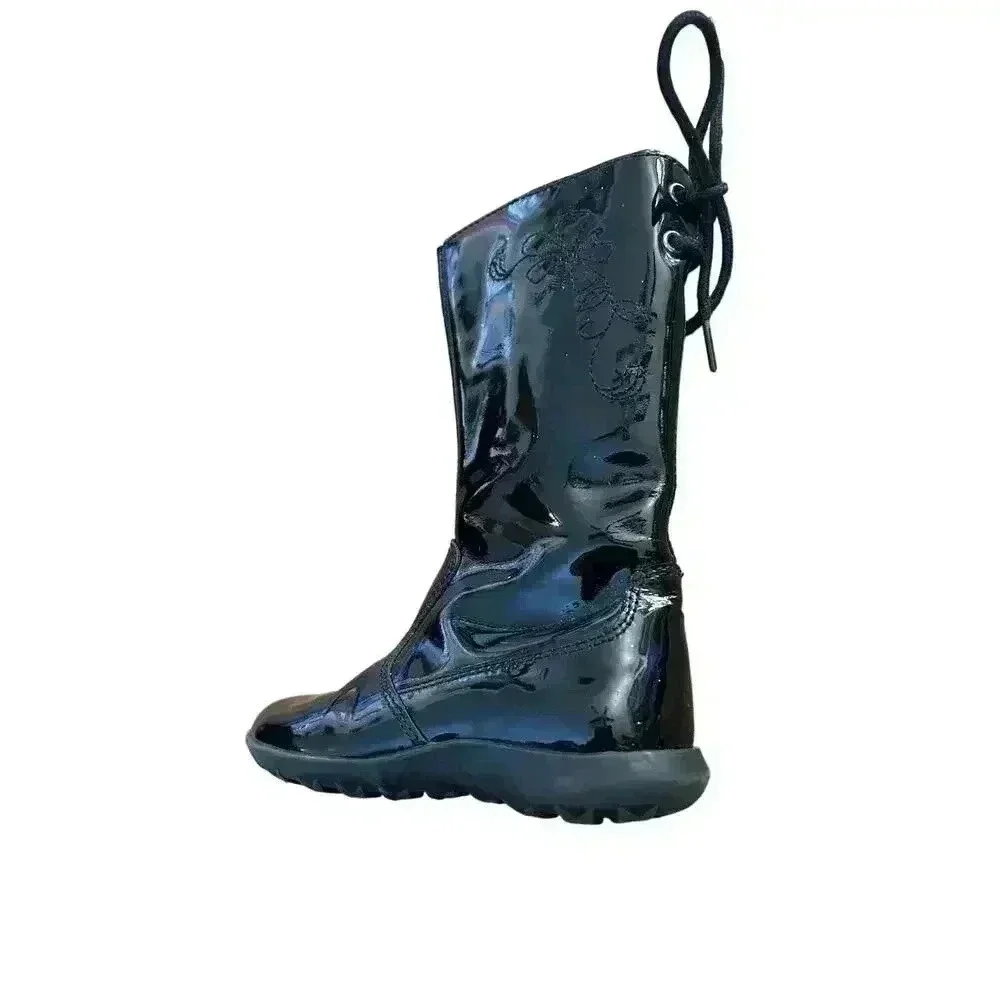 Naturino girls black patent leather boots size 24 US size 8 zip closure